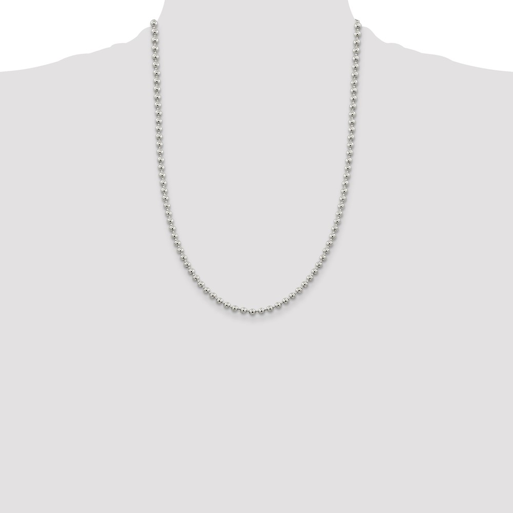 Sterling Silver 4mm Beaded Chain (QK29-24)