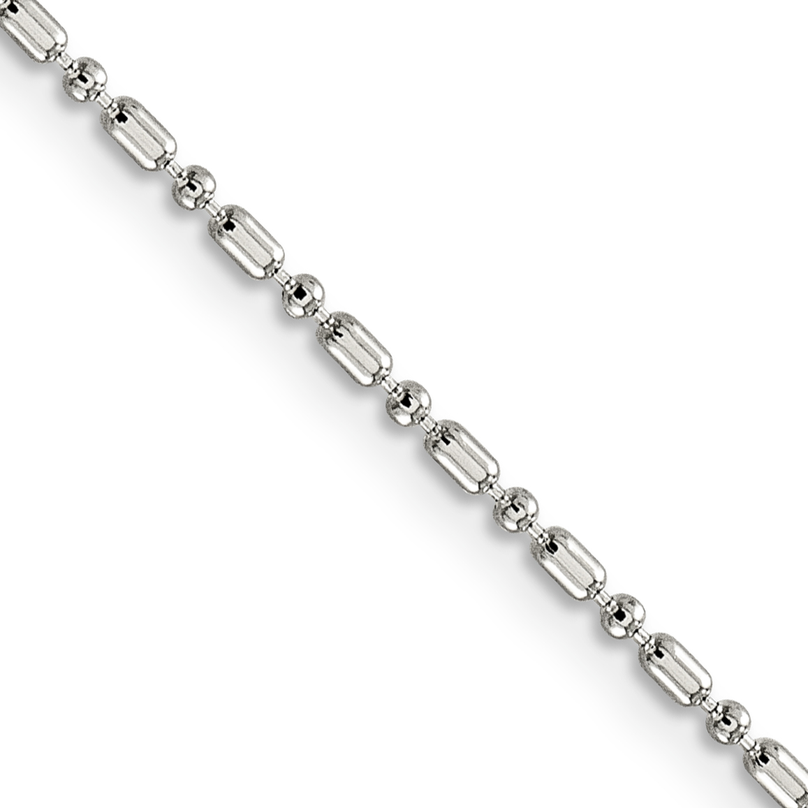 Sterling Silver 1.5mm Fancy Beaded Chain w/2in ext. (QK30E-18)