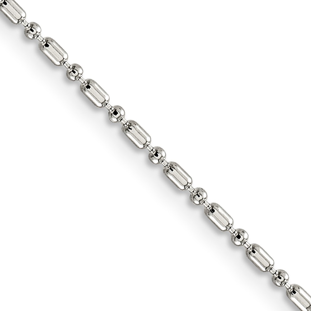 Sterling Silver 1.5mm Fancy Beaded Chain w/2in ext. (QK30E-18)