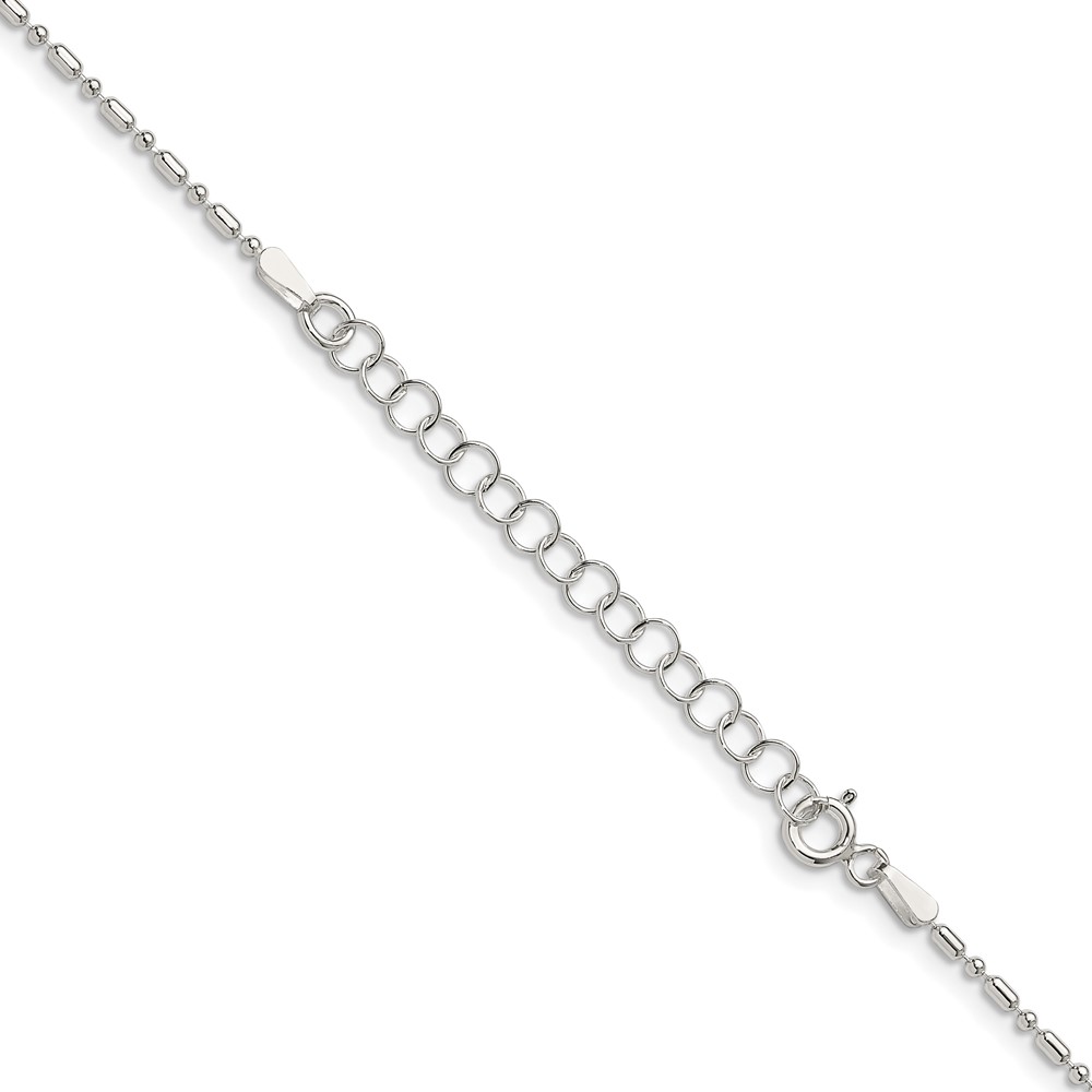 Sterling Silver 1.5mm Fancy Beaded Chain w/2in ext. (QK30E-18)