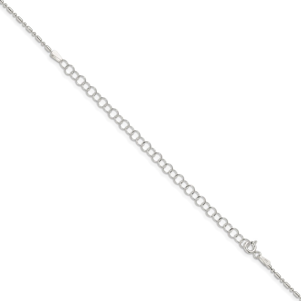 Sterling Silver 1.5mm Fancy Beaded Chain w/4in ext. (QK30E-22)