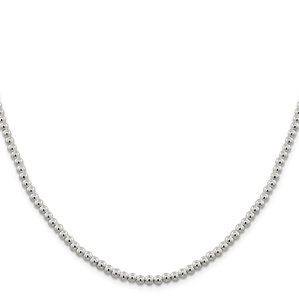 Sterling Silver 4mm Beads on Box Chain (QK33-20)