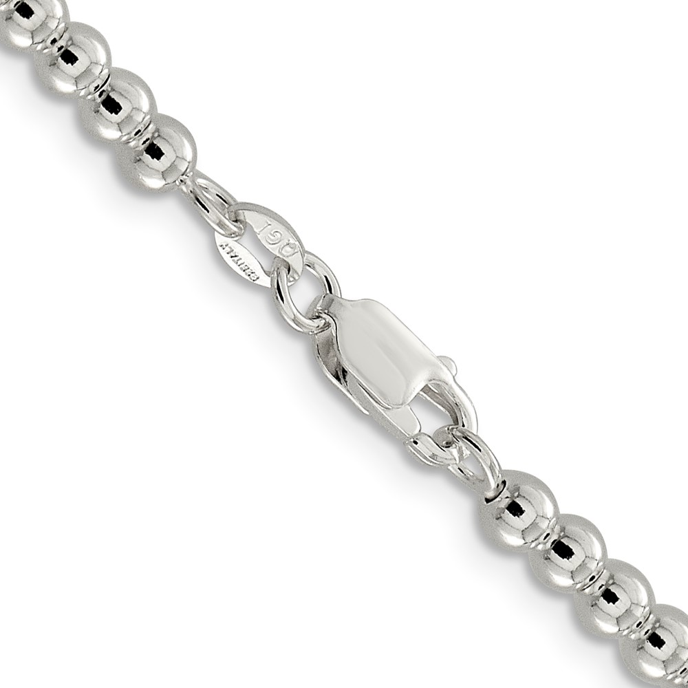 Sterling Silver 4mm Beads on Box Chain (QK33-20)