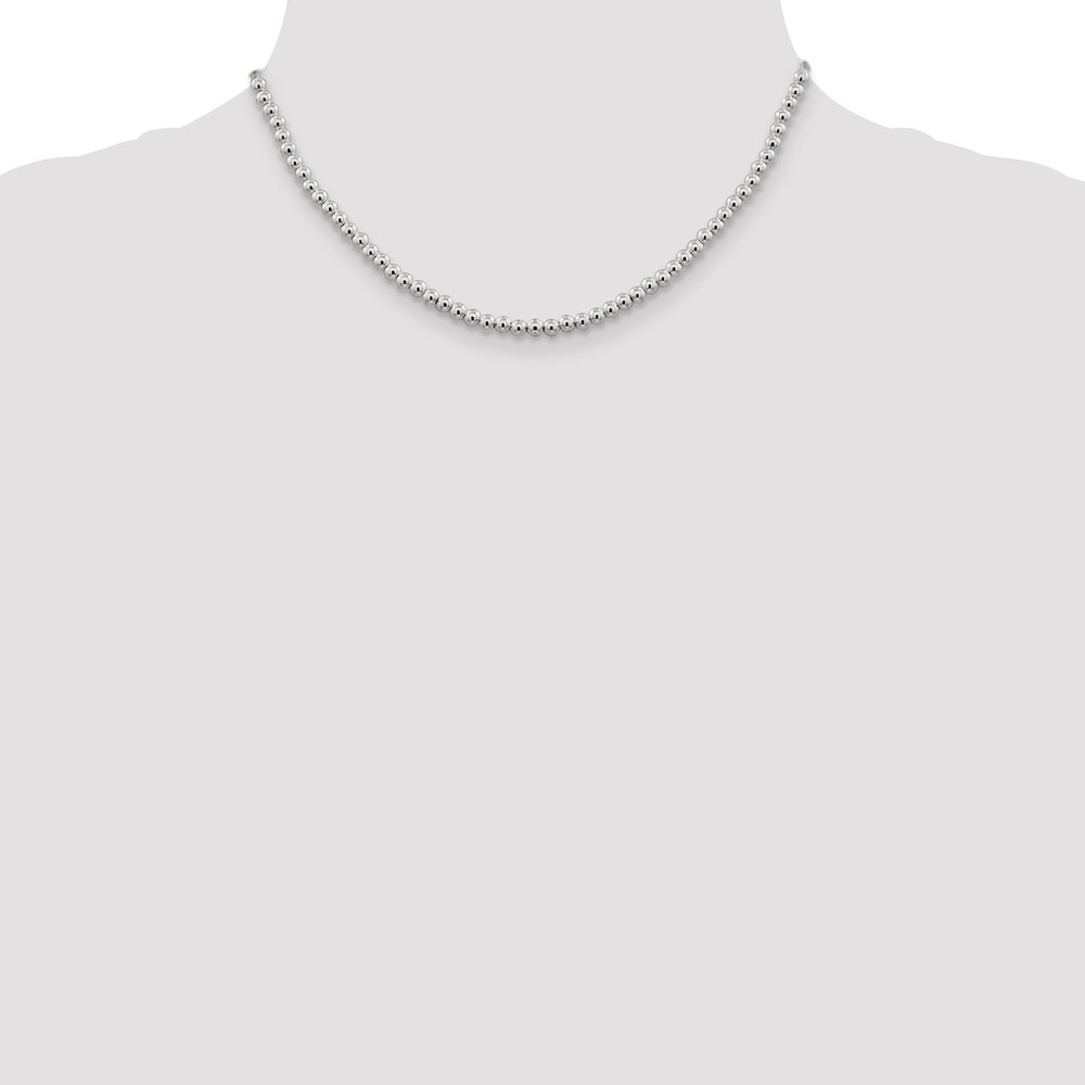 Sterling Silver 4mm Beads on Box Chain (QK33-16)