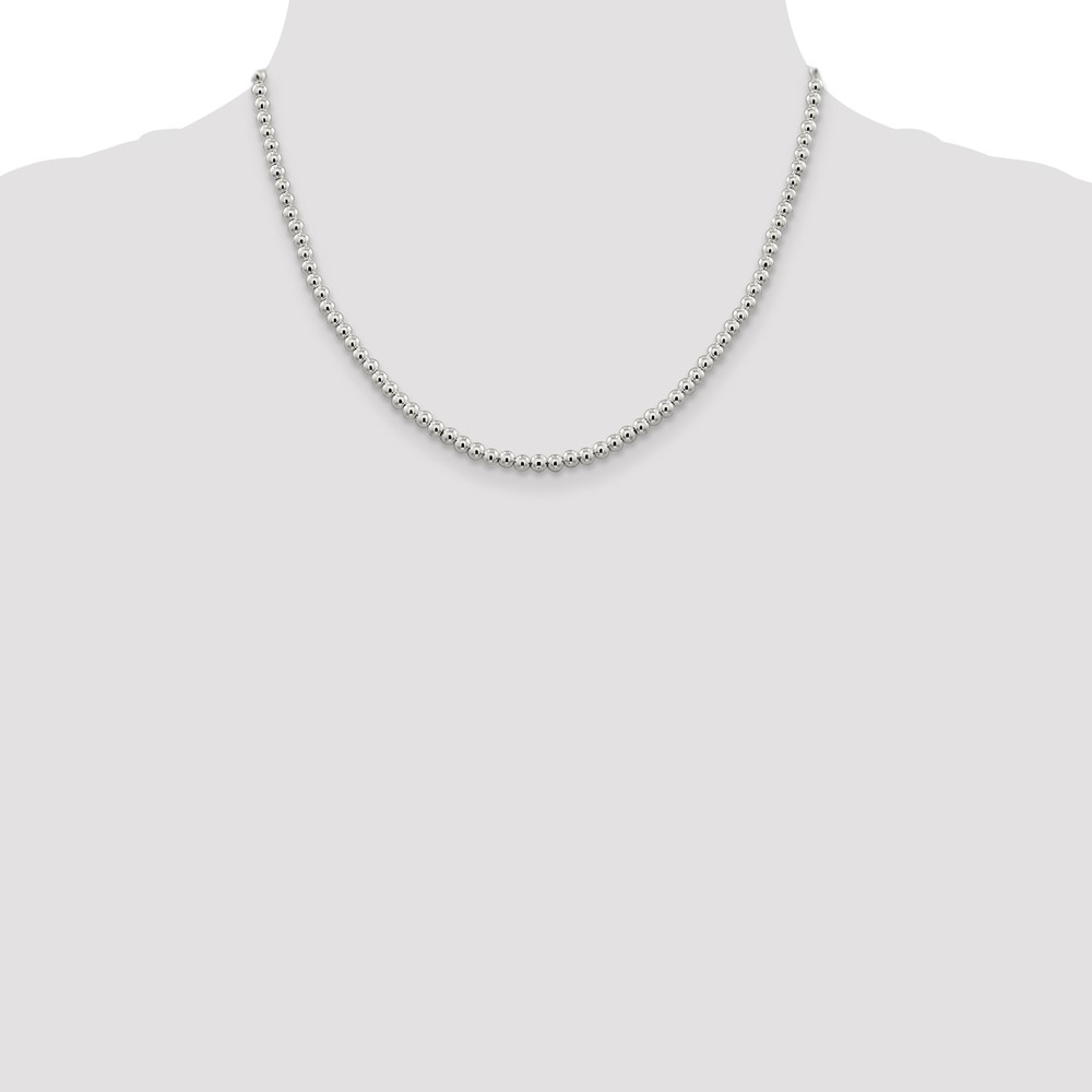 Sterling Silver 4mm Beads on Box Chain (QK33-18)
