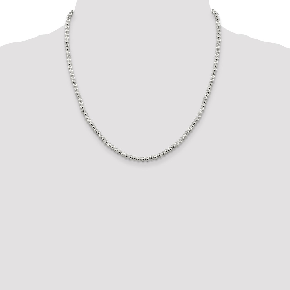 Sterling Silver 4mm Beads on Box Chain (QK33-20)