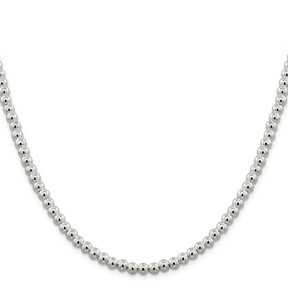 Sterling Silver 5mm Beads on Box Chain (QK34-20)