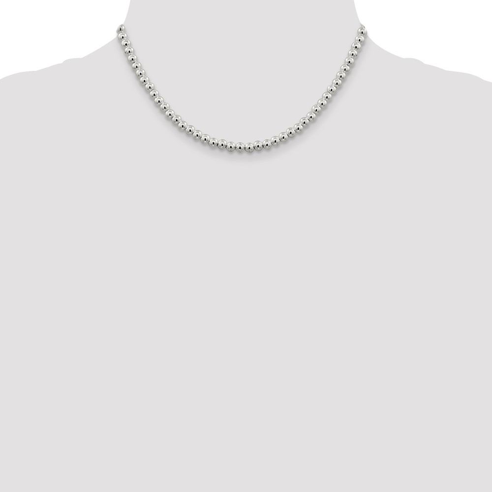 Sterling Silver 5mm Beads on Box Chain (QK34-16)