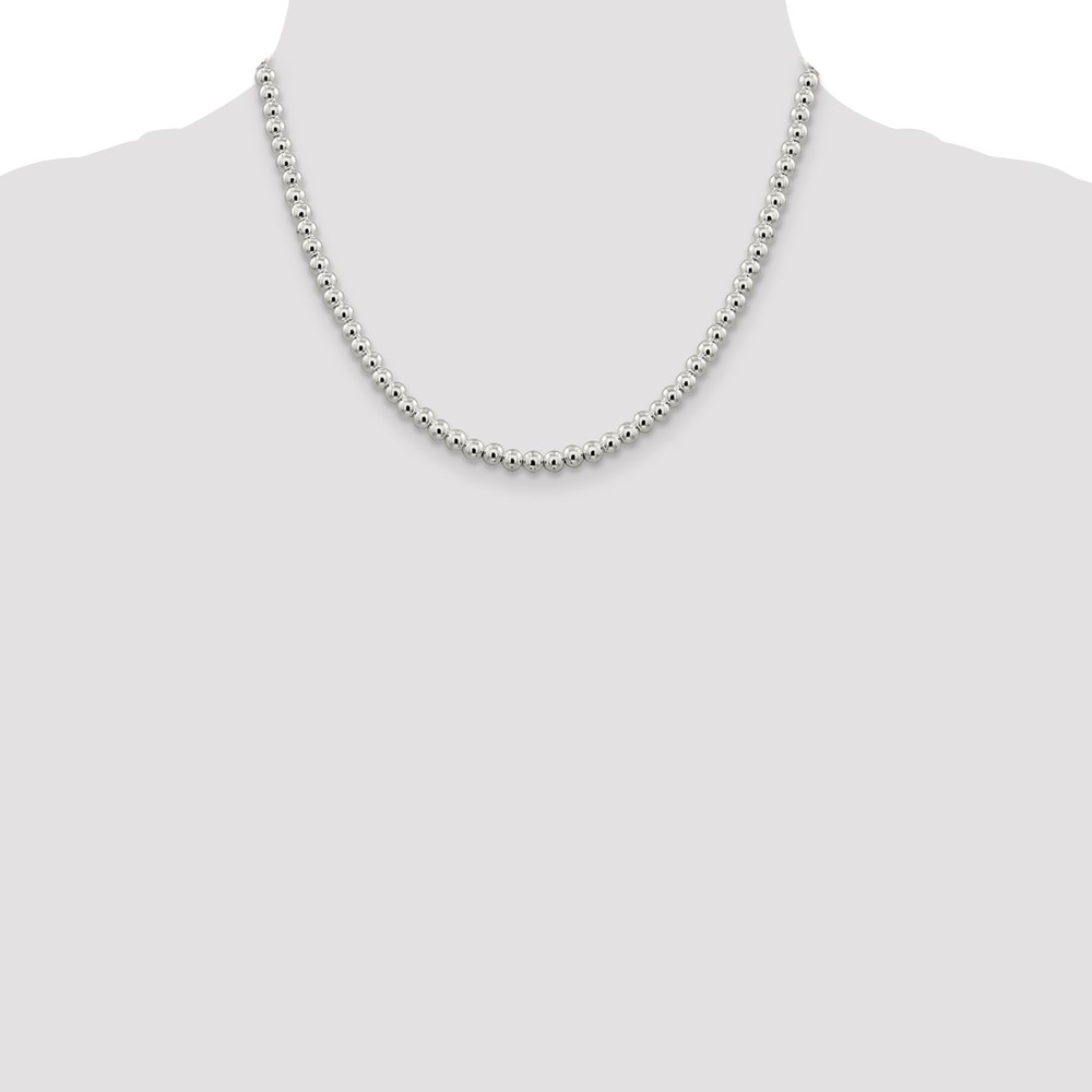 Sterling Silver 5mm Beads on Box Chain (QK34-18)
