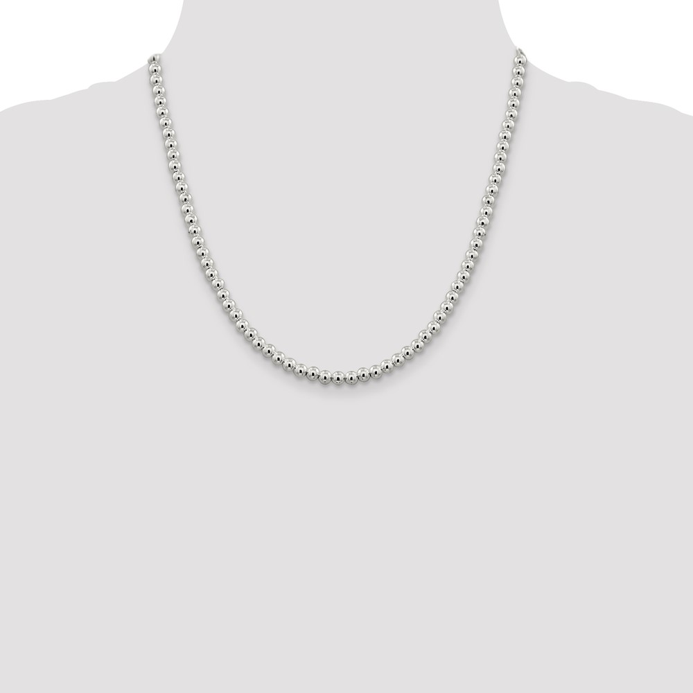 Sterling Silver 5mm Beads on Box Chain (QK34-20)