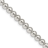 Sterling Silver 5mm Beads on Box Chain view 1