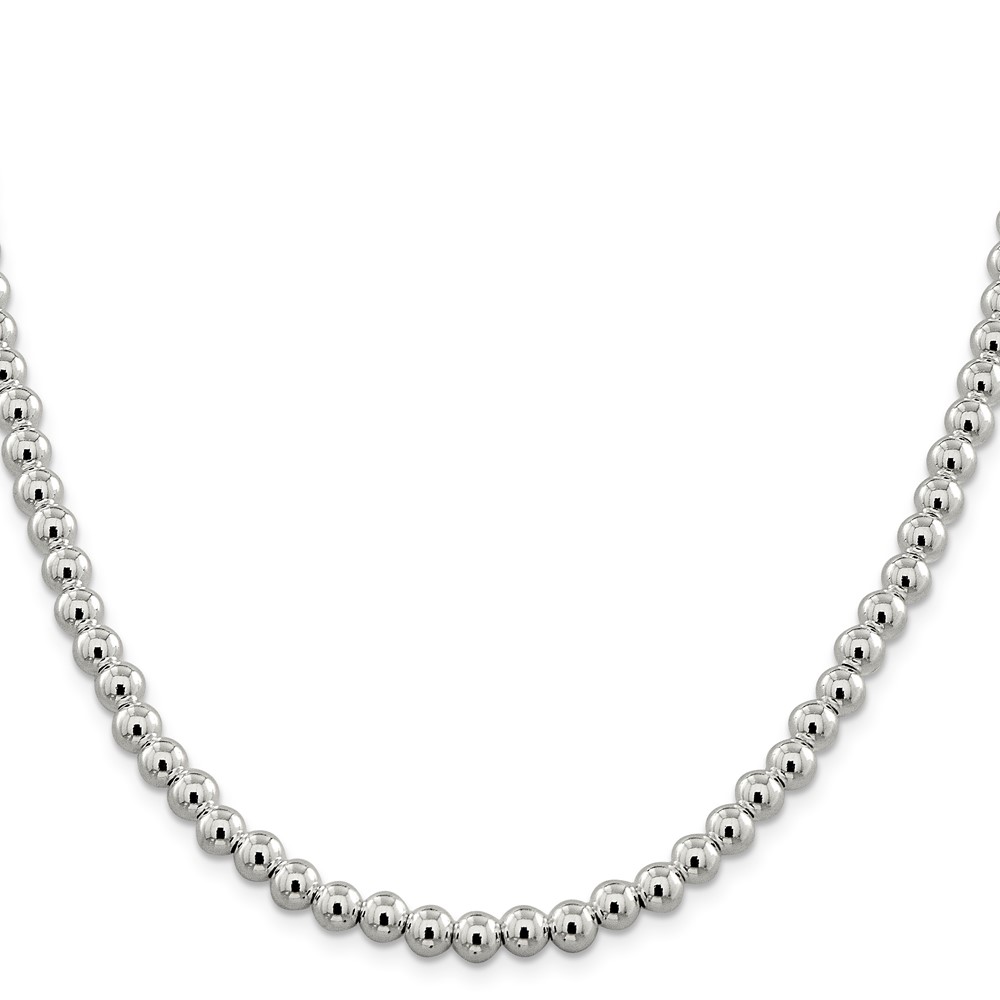 Sterling Silver 6.1mm Beads on Box Chain (QK35-16)