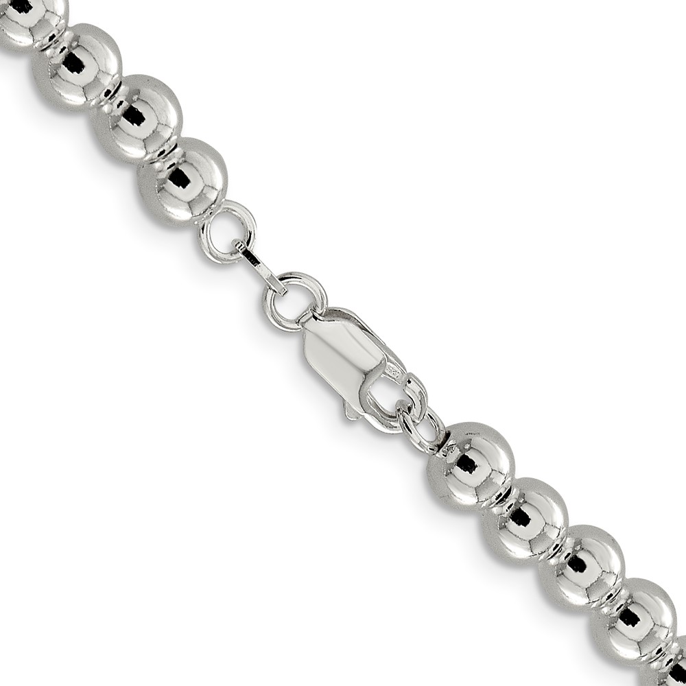 Sterling Silver 6.1mm Beads on Box Chain (QK35-16)
