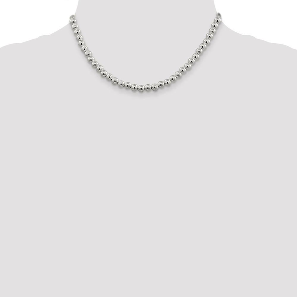 Sterling Silver 6.1mm Beads on Box Chain (QK35-16)
