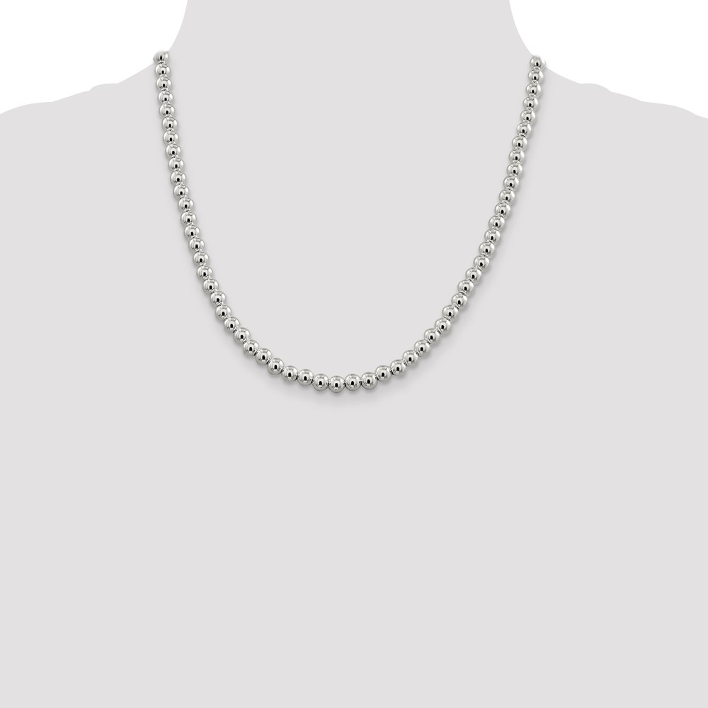 Sterling Silver 6.1mm Beads on Box Chain (QK35-20)