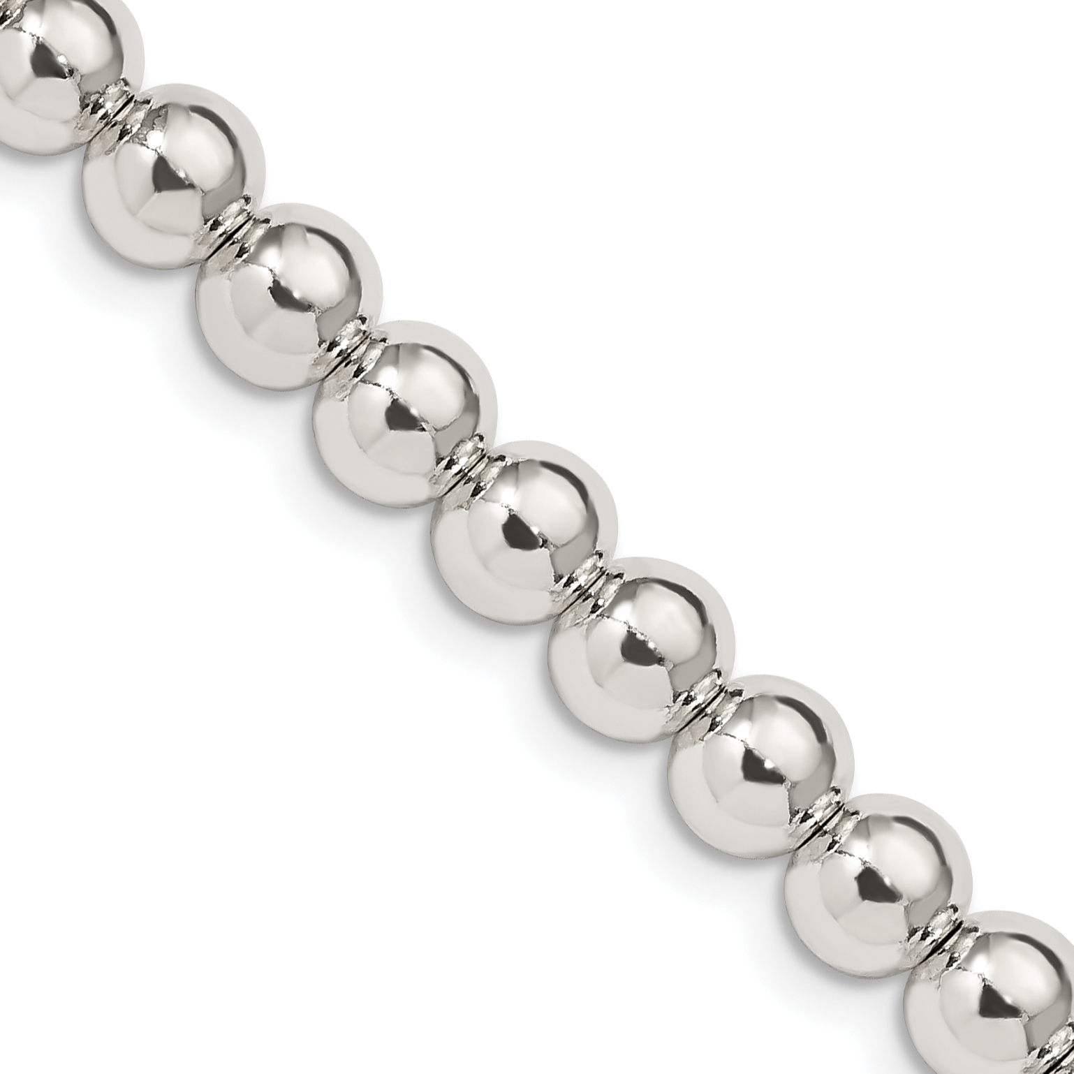 Sterling Silver 6.1mm Beads on Box Chain (QK35-16)
