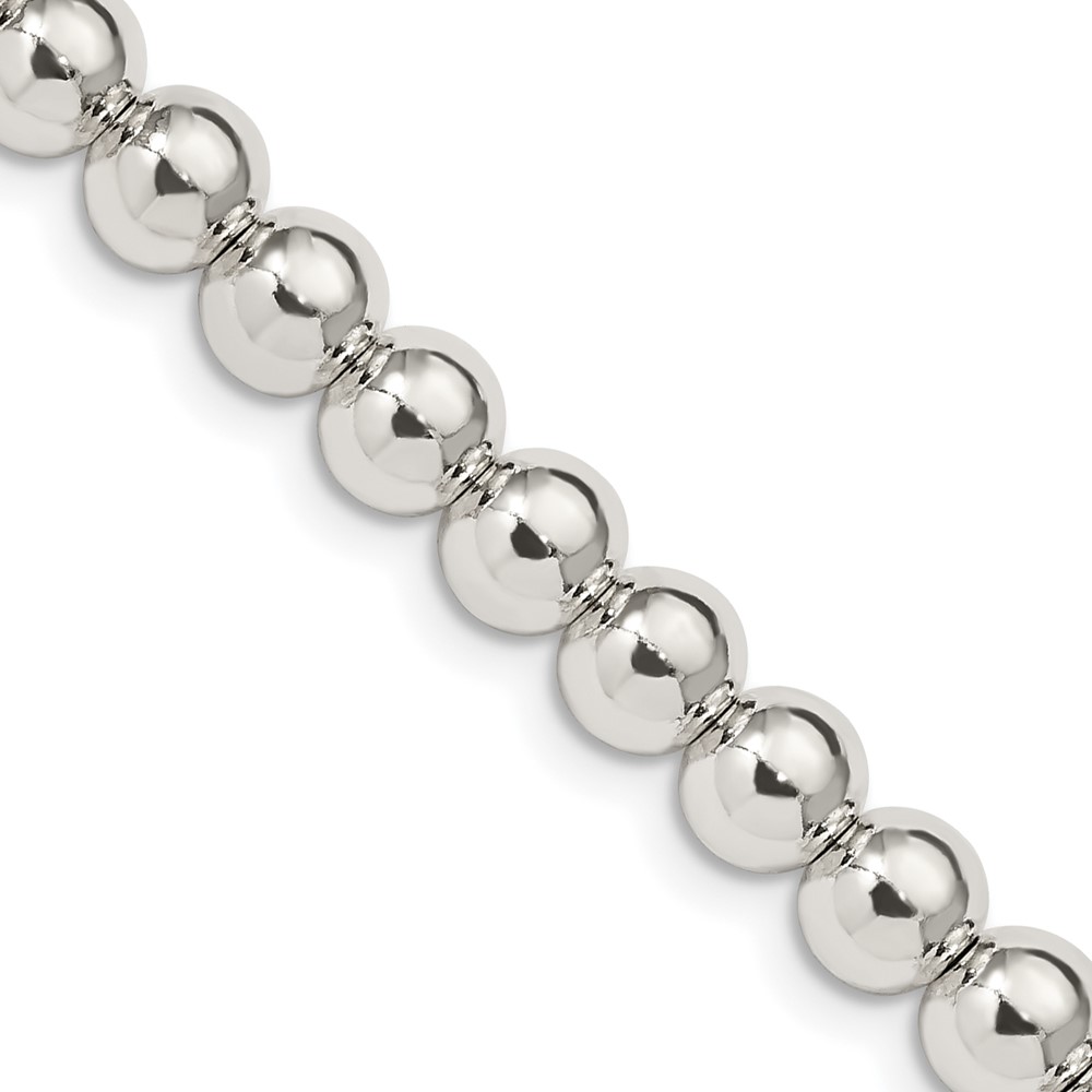 Sterling Silver 6.1mm Beads on Box Chain (QK35-16)