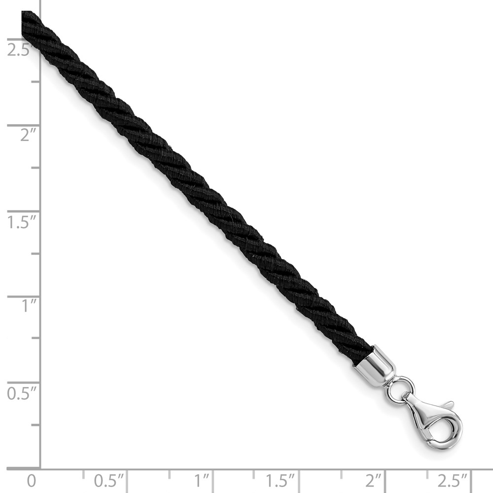 Sterling Silver Rhodium-plated 16inch Black Satin Cord Necklace (QK46-16)