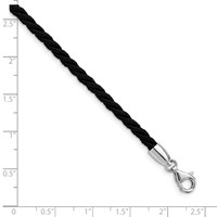 Sterling Silver Rhodium-plated Twisted Black Satin Cord Necklace, 18" view 2