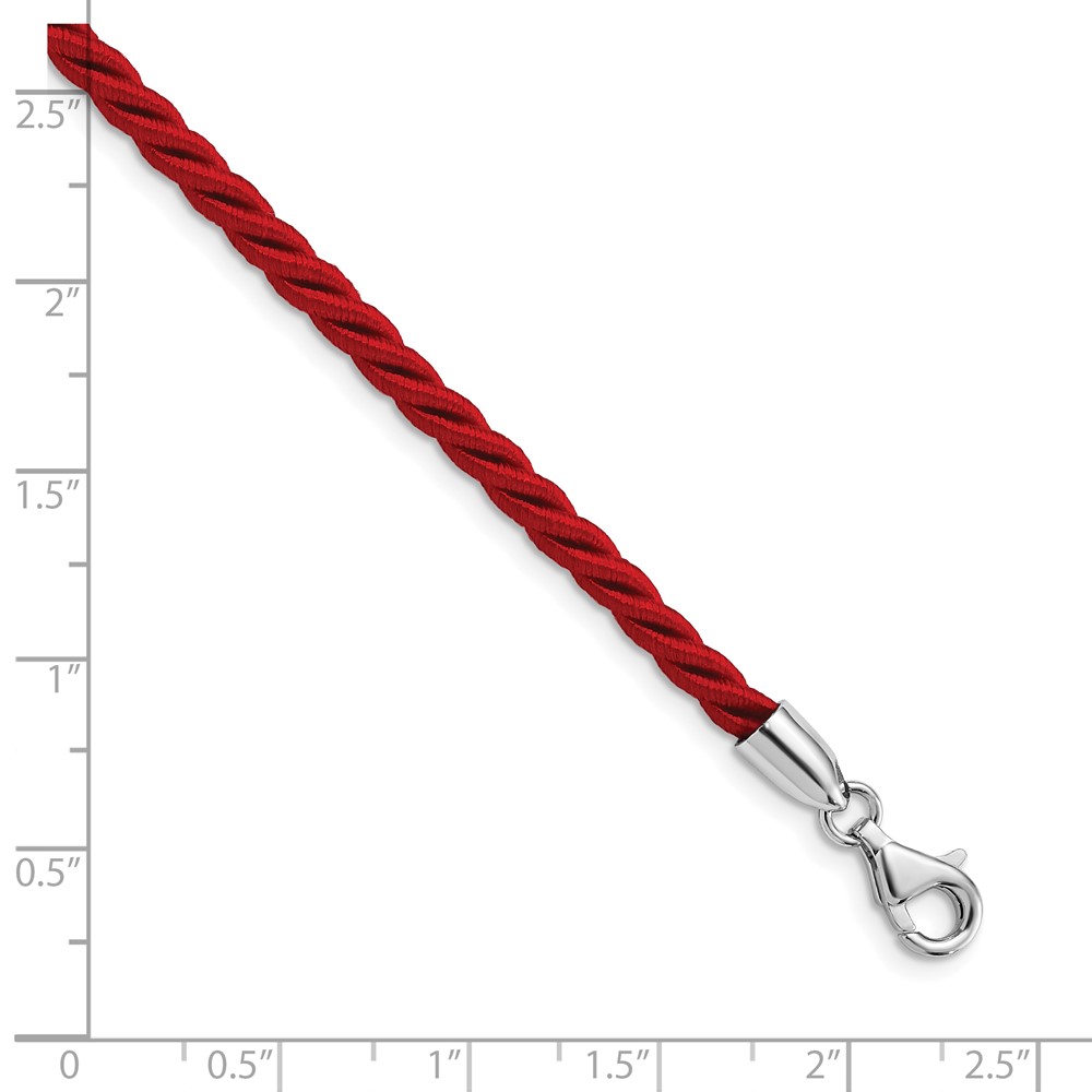Sterling Silver Rhodium-plated 18inch Red Satin Cord Necklace (QK47-18)