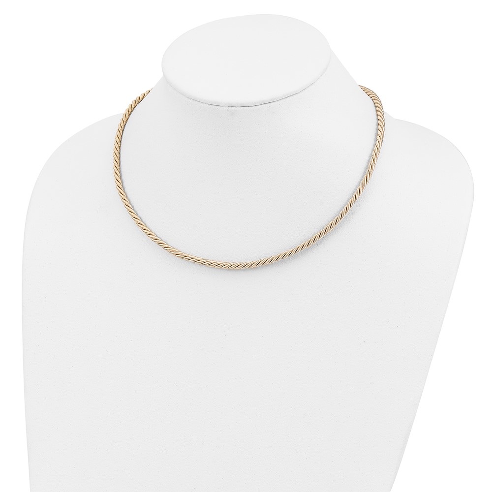 Sterling Silver Rhodium-plated 18inch Cream Satin Cord Necklace (QK49-18)