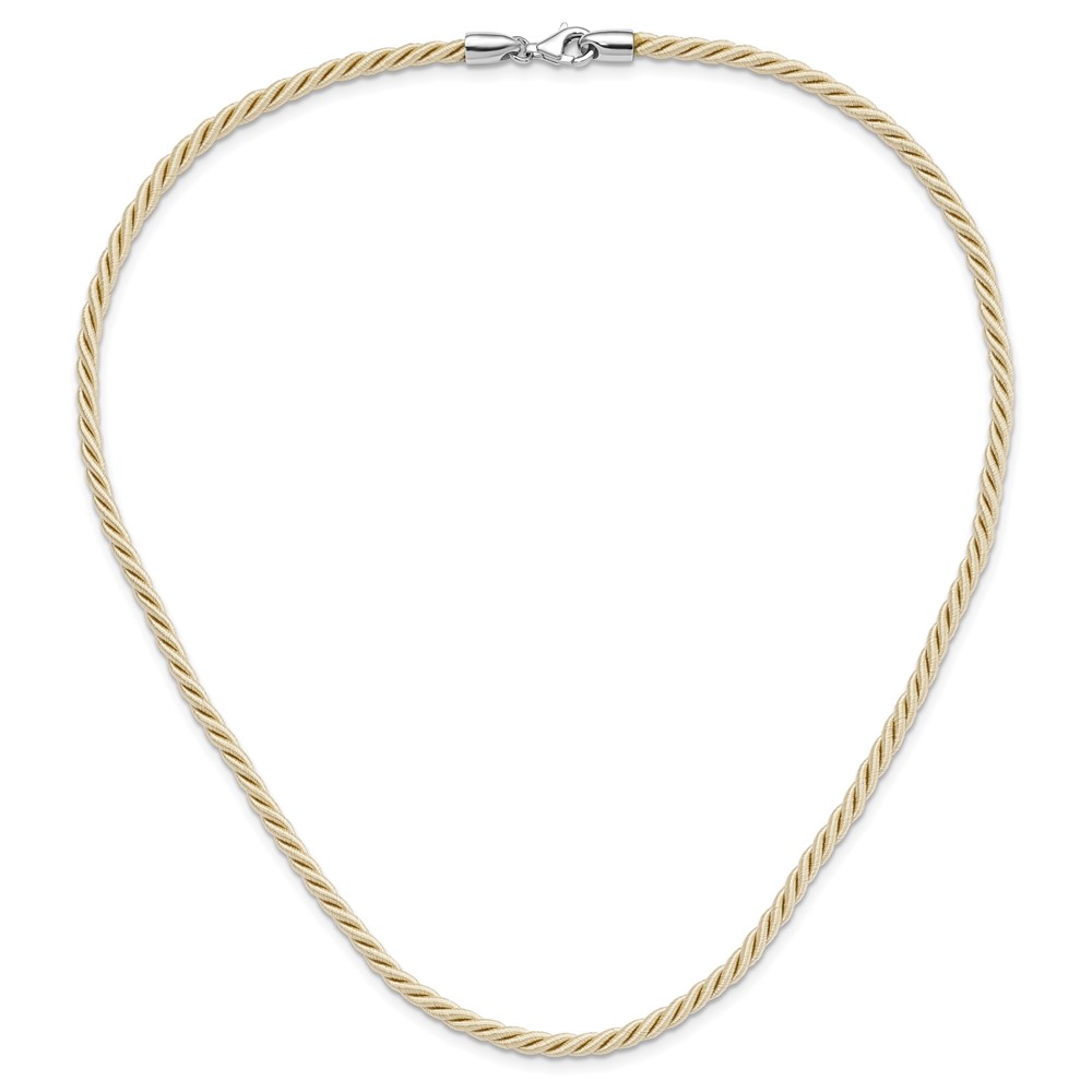 Sterling Silver Rhodium-plated 18inch Cream Satin Cord Necklace (QK49-18)
