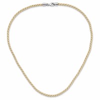 Sterling Silver Rhodium-plated Twisted Cream Satin Cord Necklace, 18" view 3