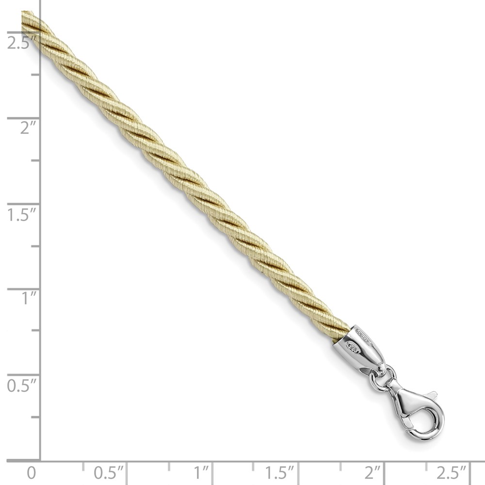 Sterling Silver Rhodium-plated 18inch Cream Satin Cord Necklace (QK49-18)