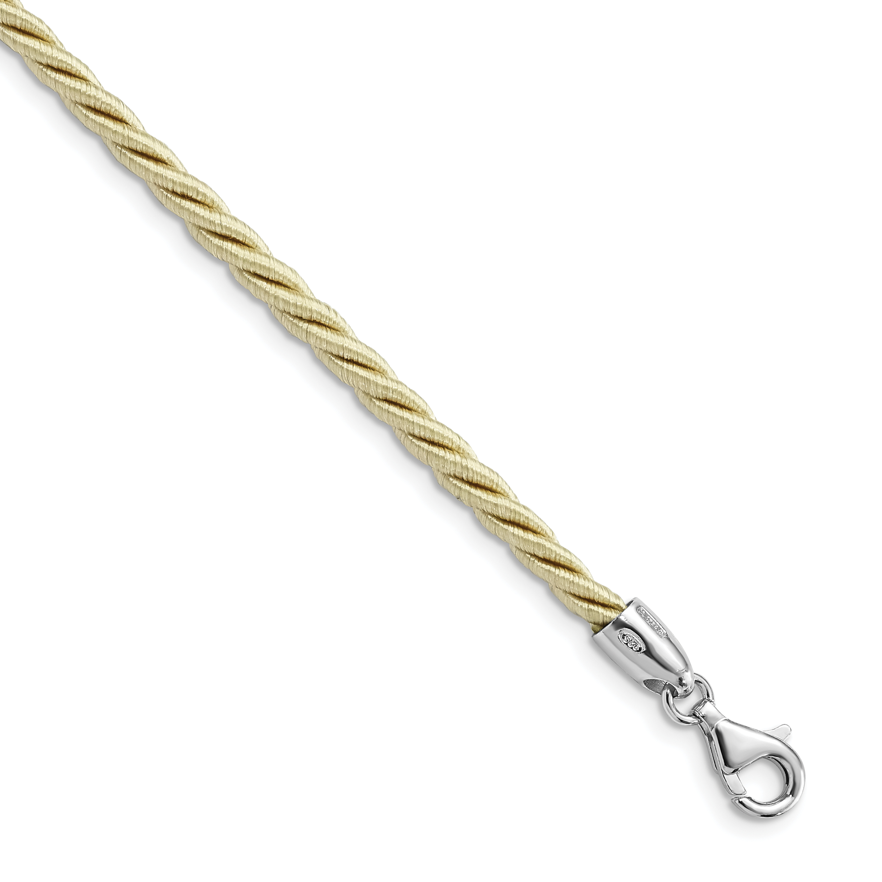 Sterling Silver Rhodium-plated 18inch Cream Satin Cord Necklace (QK49-18)
