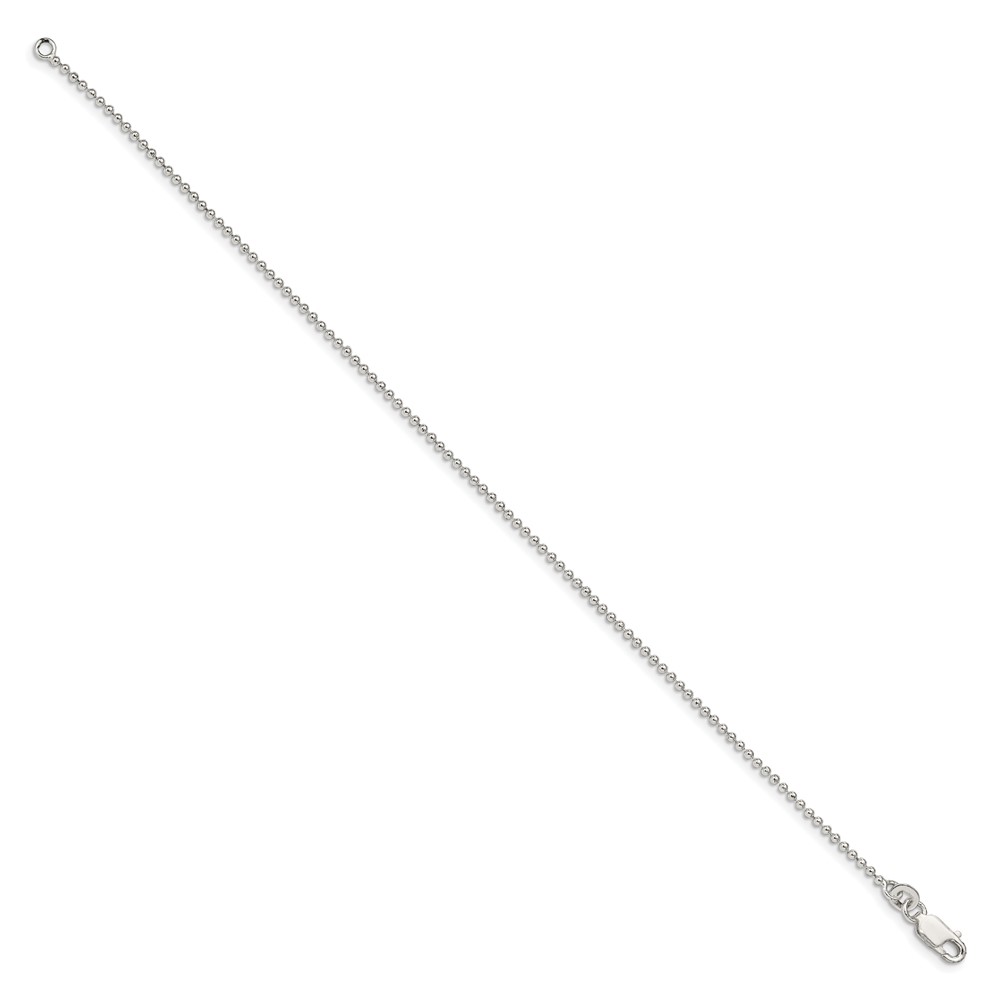 Sterling Silver 1.5mm Beaded Chain Anklet (QK81-10)