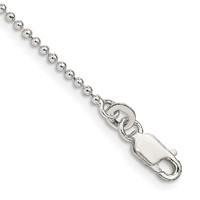Sterling Silver 1.5mm Beaded Chain Anklet view 1
