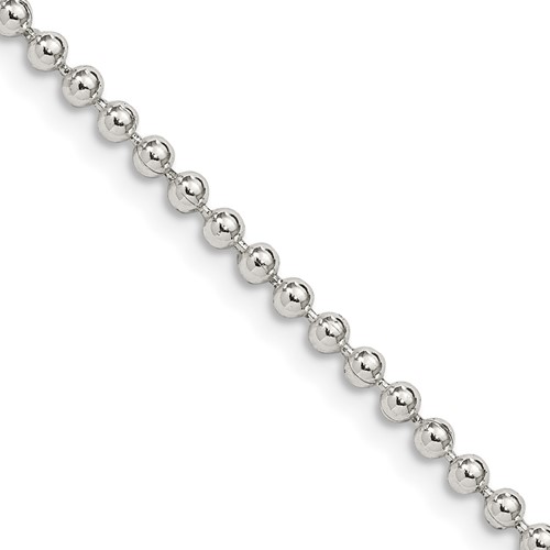 Sterling Silver 2.35mm Beaded Chain