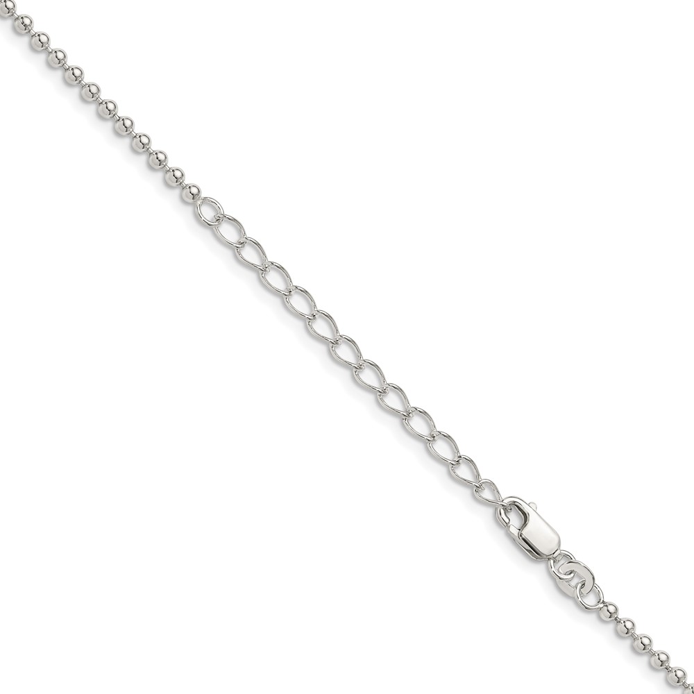Sterling Silver 2.35mm Beaded Chain w/2in ext. (QK82E-18)