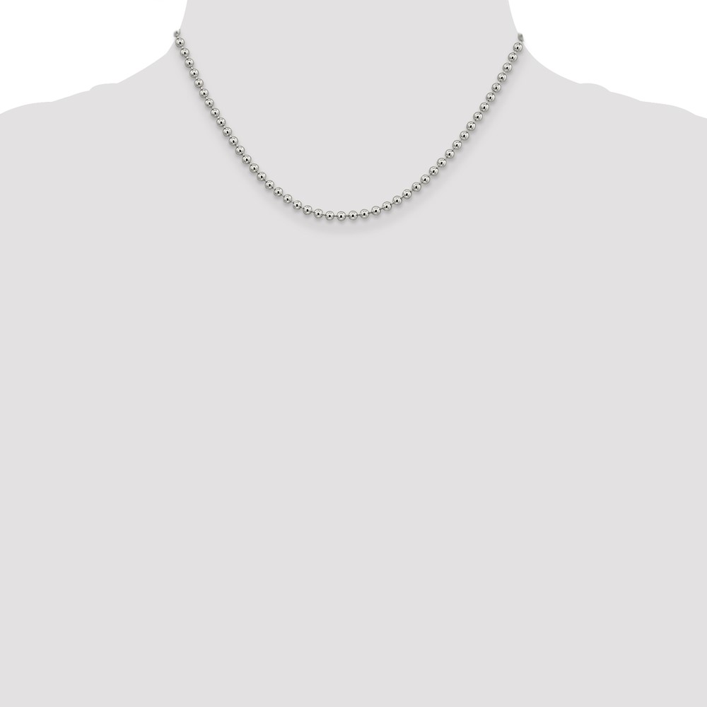 Sterling Silver 3mm Beaded Chain (QK83-16)