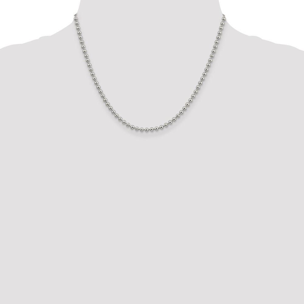 Sterling Silver 3mm Beaded Chain (QK83-18)