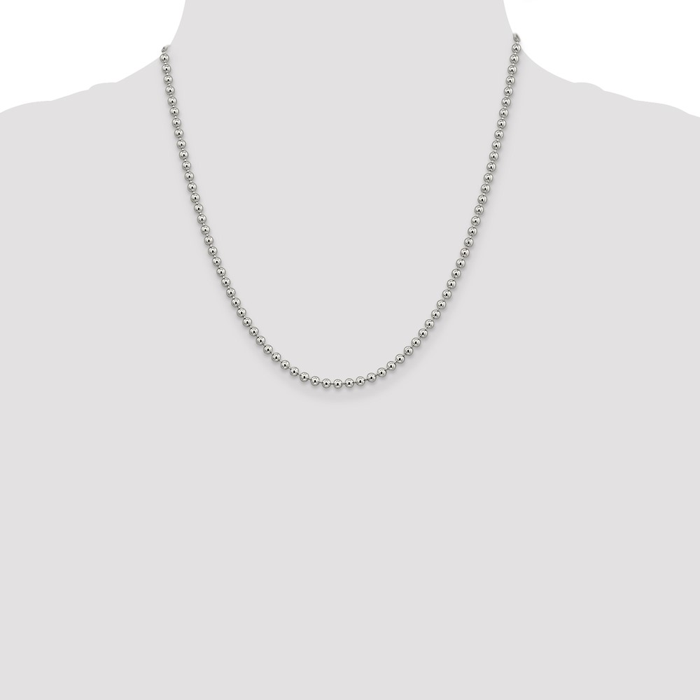 Sterling Silver 3mm Beaded Chain (QK83-20)