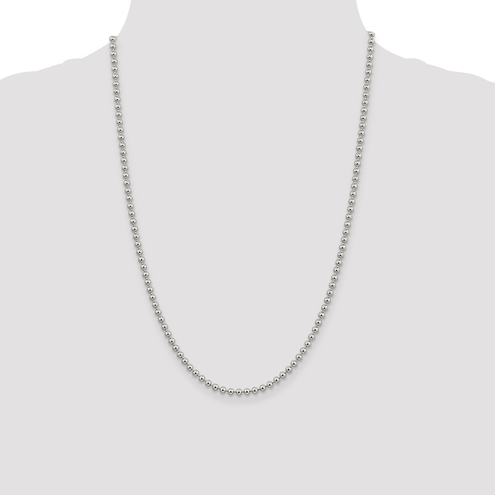 Sterling Silver 3mm Beaded Chain (QK83-24)