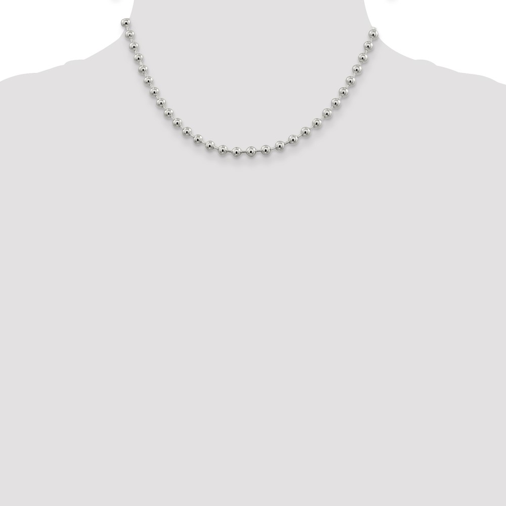 Sterling Silver 5mm Beaded Chain (QK84-16)