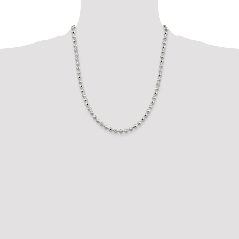 Sterling Silver 5mm Beaded Chain (QK84-22)