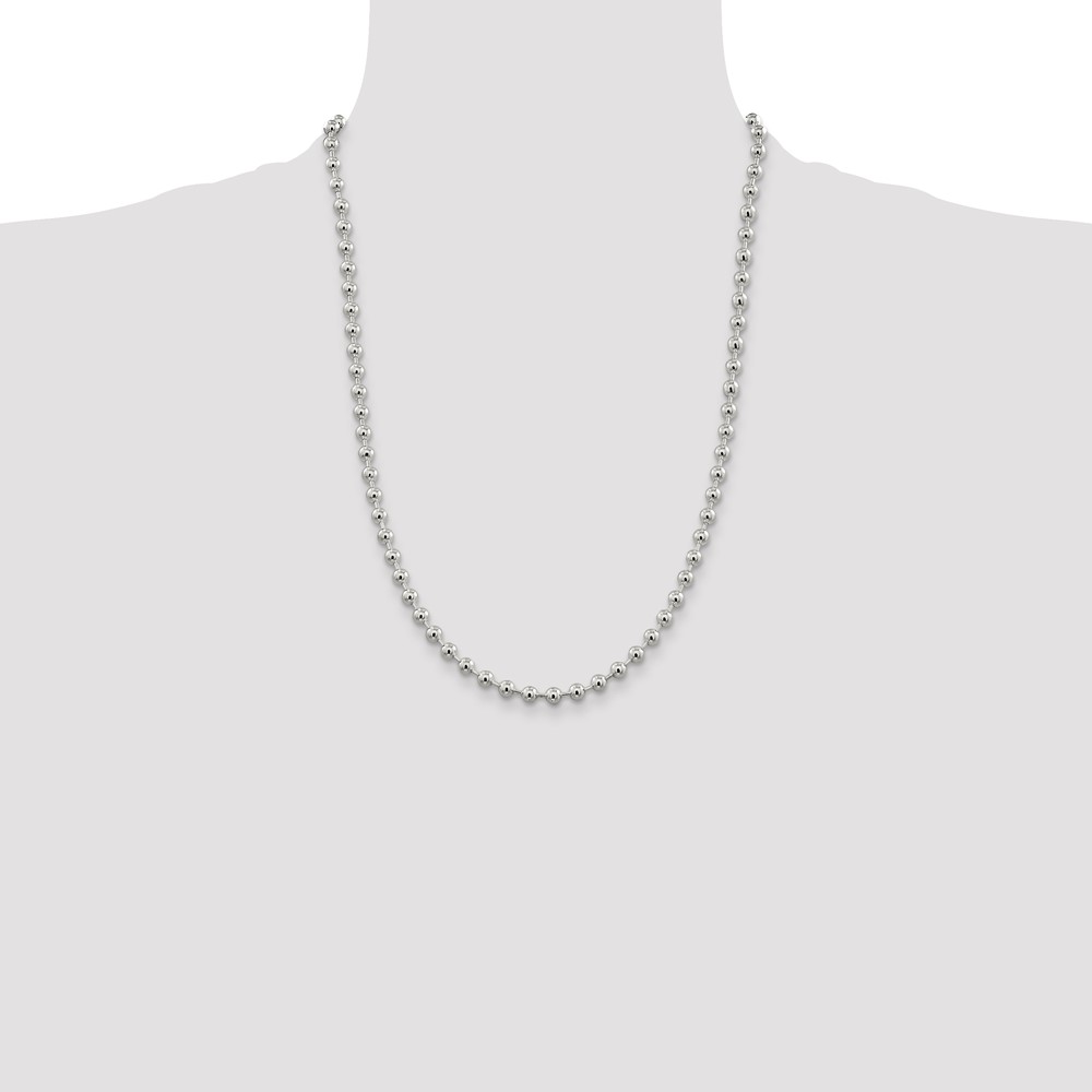 Sterling Silver 5mm Beaded Chain (QK84-24)