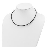 Sterling Silver 3mm Black Leather 18 Inch Necklace view 3