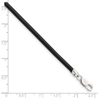 Sterling Silver 3mm Black Leather 18 Inch Necklace view 2