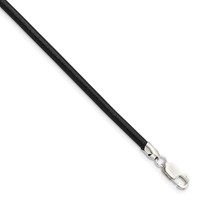 Sterling Silver 3mm Black Leather 18 Inch Necklace view 1