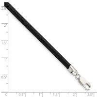 Sterling Silver 4mm Black Leather Necklace - 18in view 2