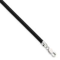 Sterling Silver 4mm Black Leather Necklace - 18in view 1