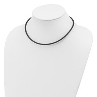Sterling Silver 3mm Braided Black Leather Necklace - 16in view 3