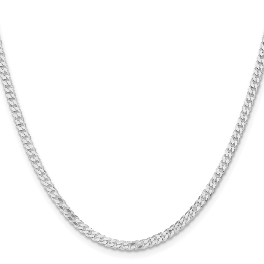 Sterling Silver Rhodium-plated 3.15mm Flat Curb Chain (QLB080R-20)