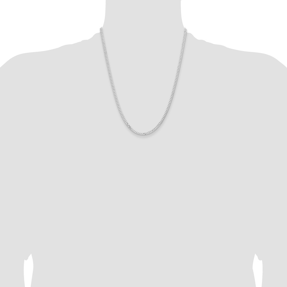 Sterling Silver Rhodium-plated 3.15mm Flat Curb Chain (QLB080R-22)