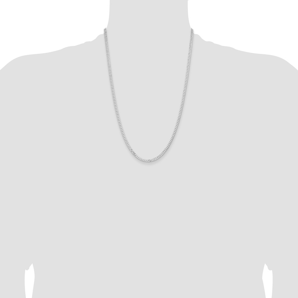 Sterling Silver Rhodium-plated 3.15mm Flat Curb Chain (QLB080R-24)