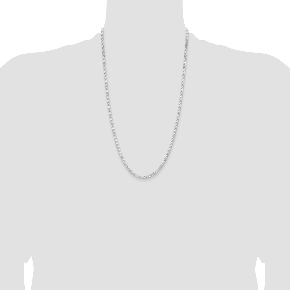 Sterling Silver Rhodium-plated 3.15mm Flat Curb Chain (QLB080R-26)